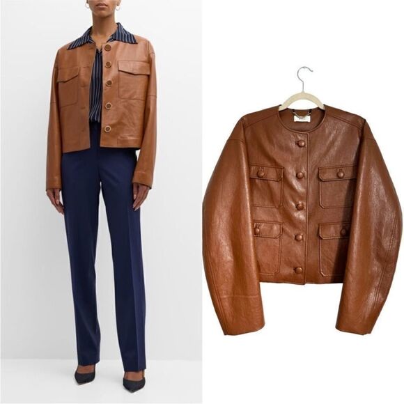 NEW A.L.C Vegan Leather jacket in camel brown - Picture 1 of 7